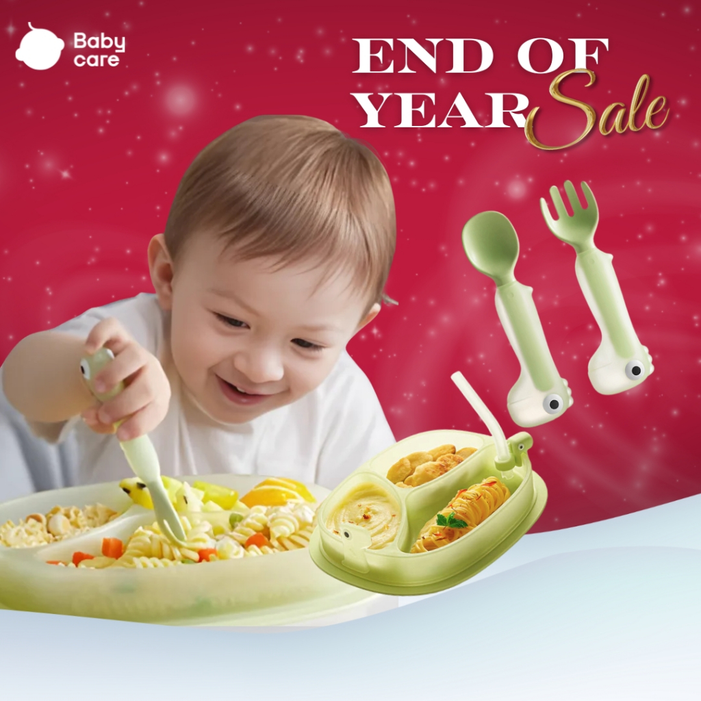 Babycare จานอาหารซิลิโคนดูดโต๊ะ รูปไดโนเสาร์ สำหรับเด็ก