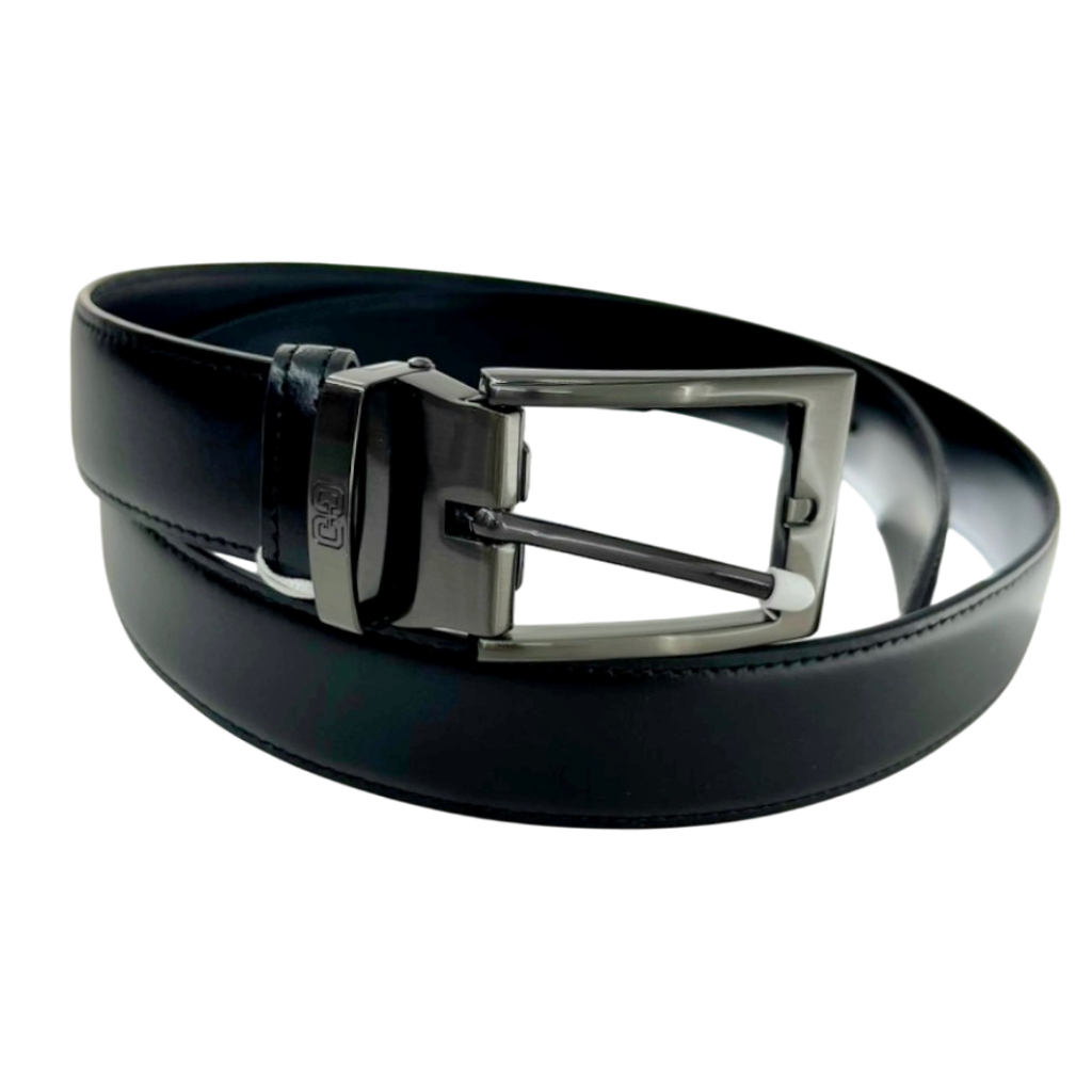 Guy Laroche เข็มขัดหนังผู้ชาย หัวหมุด สีดำ รุ่น DB52001W4BB