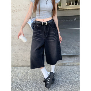 9สี กางเกงยีนส์ กางเกงยีนส์7ส่วน ฟอกน้ำ กระเป๋าข้าง เเมชท์ง่…