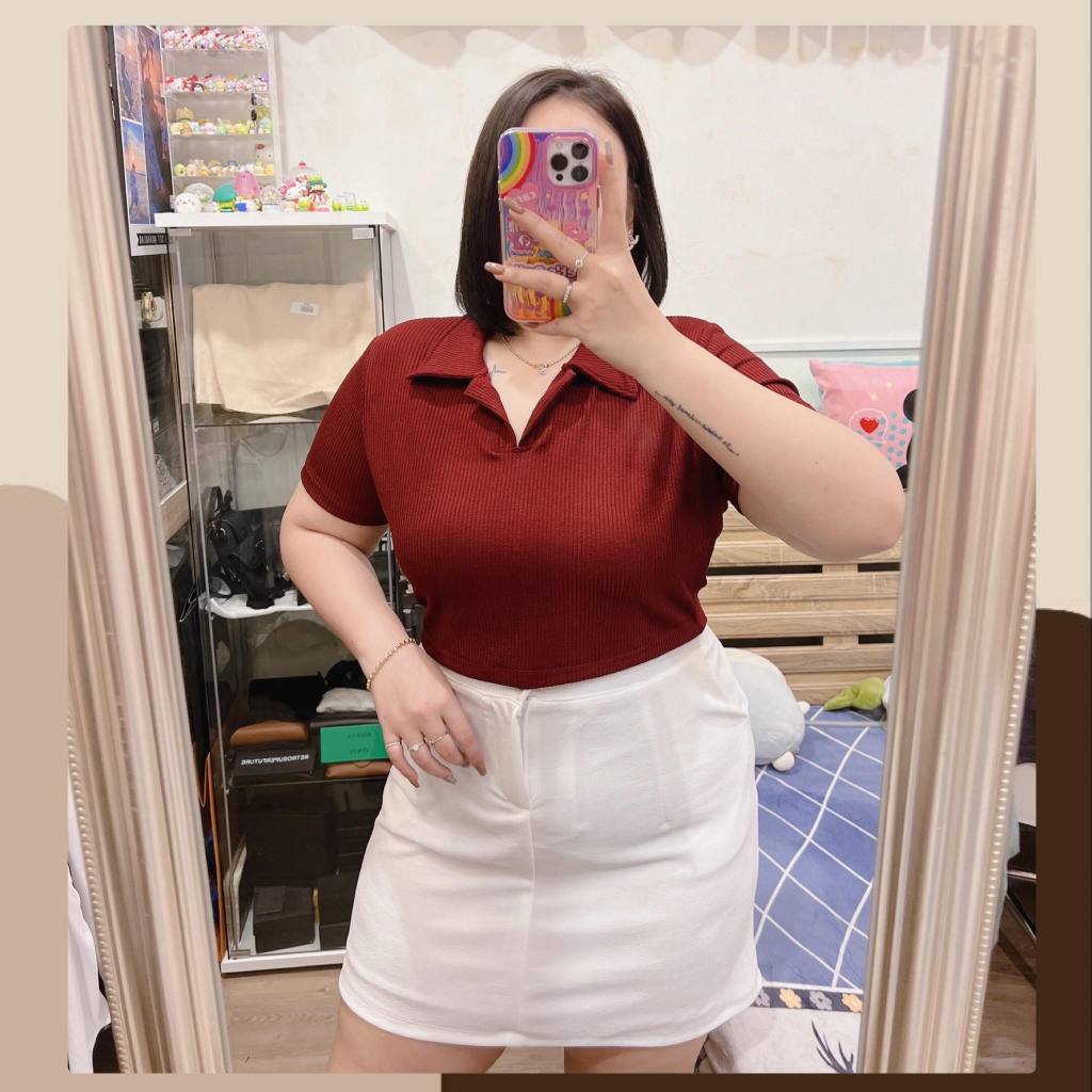Plus-sizeเสื้อครอปแขนสั้น//อก38-48” รุ่น ก35