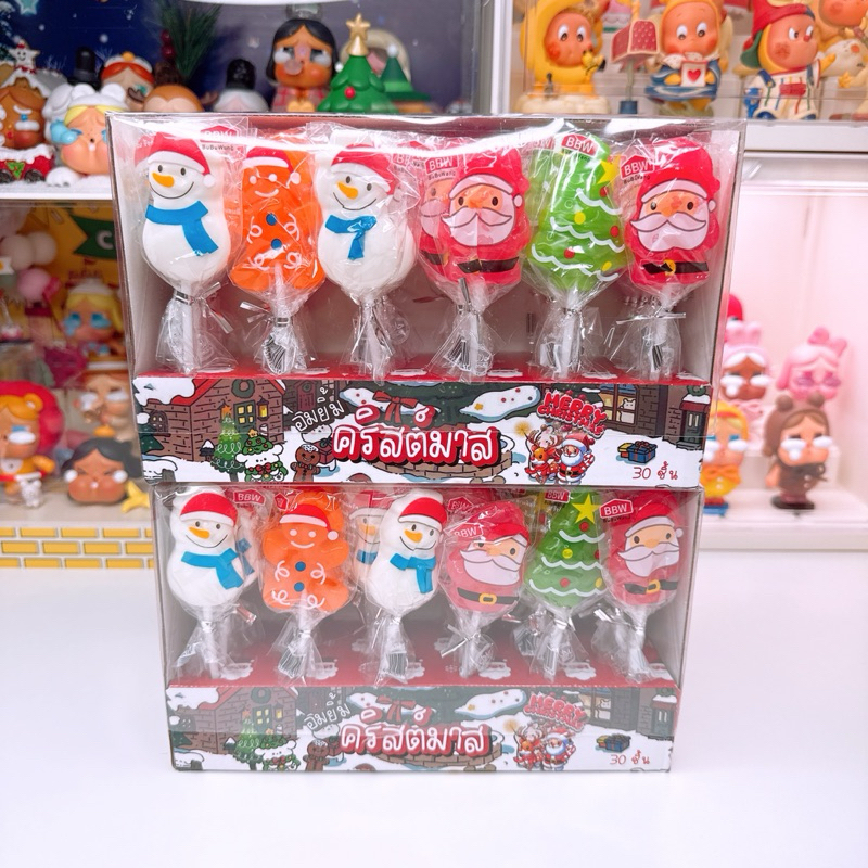 อมยิ้มคริสต์มาส lollipop อย.ไทย 1 กล่อง 30 ชิ้น