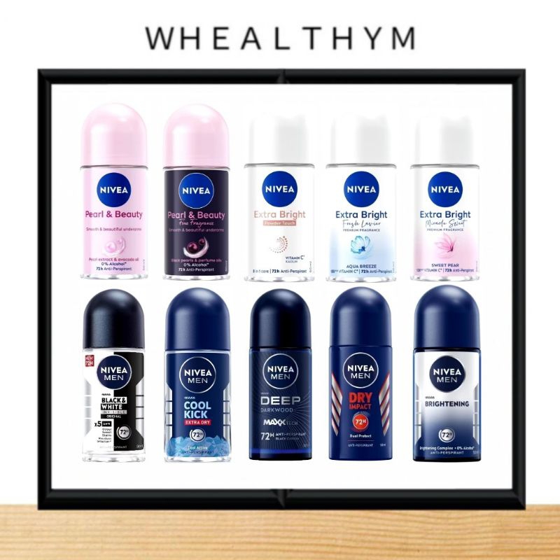 Nivea Roll-on 40 / 50 ml. โรลออน นีเวีย 40 / 50 มล. Deodorant นีเวีย เมน ดีพ / เพิร์ล บิวตี้ / แบล็ค แอนด์ ไวท์ / ไบรท์