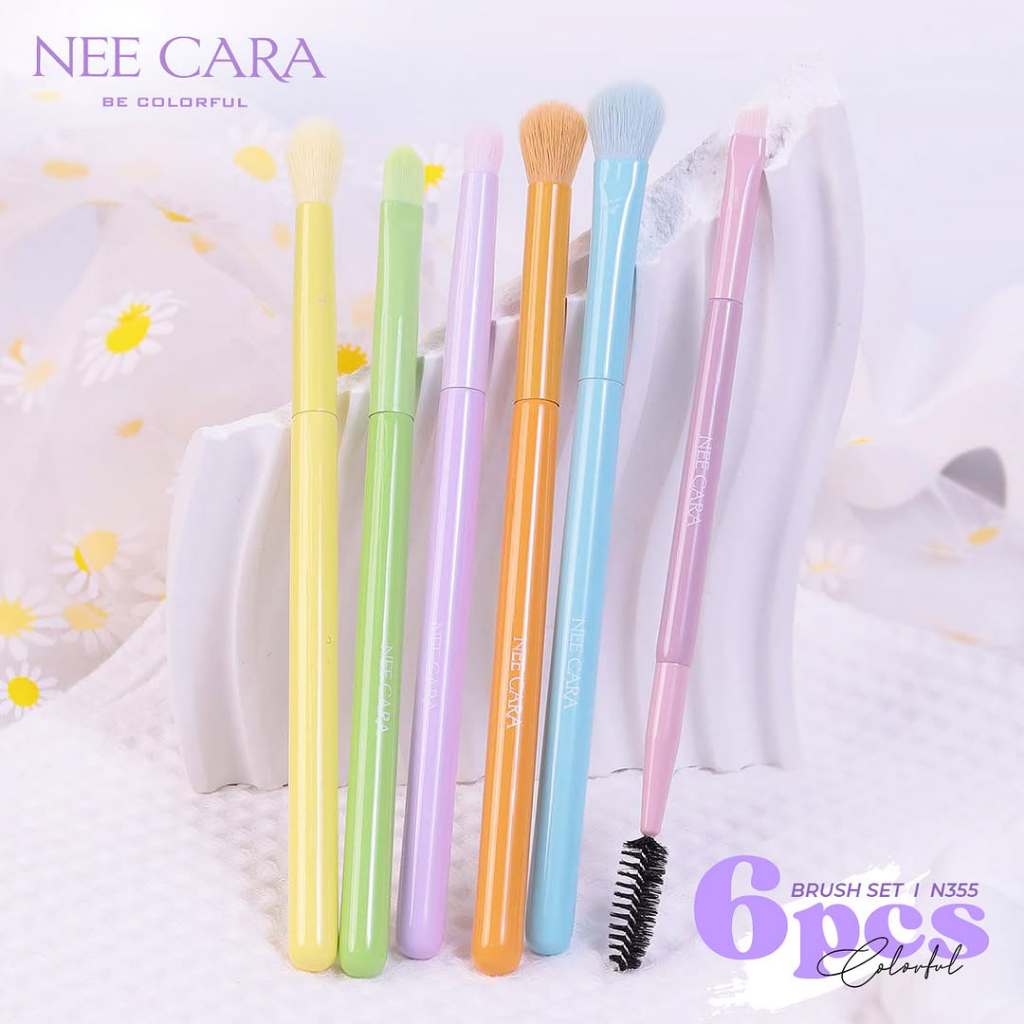 ถูก/แท้/มีไลฟ์ เซตแปรง แต่งหน้า Nee Cara Makeup Brush Set แปรงสายรุ้ง แปรงแต่งหน้า ขนแปรงนุ่ม ไม่บาดผิว สีสดใส น่ารัก