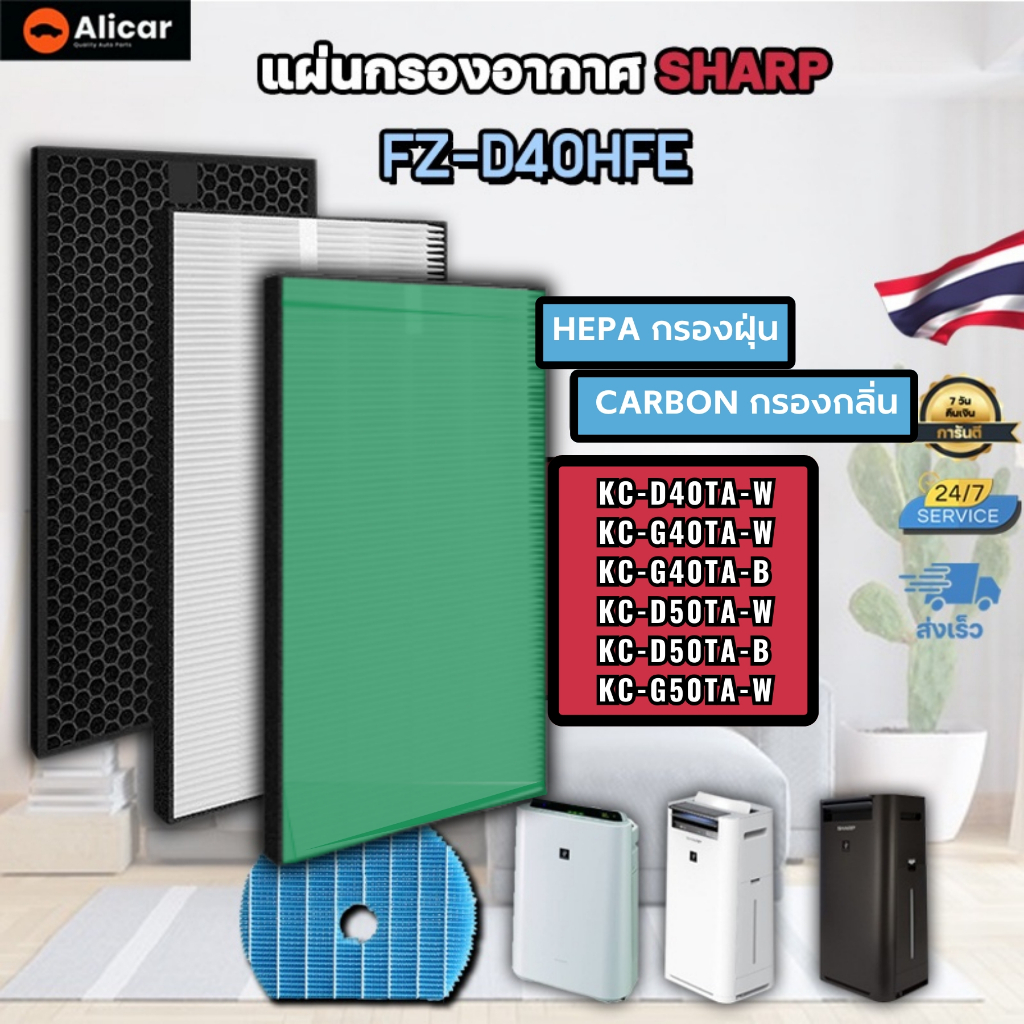 (H13 เกรดการแพทย์) SHARP FZ-D40HFE ไส้กรองอากาศ ไส้กรอง กรอง อากาศ PM 2.5 ฝุ่น กลิ่น แบคทีเรีย