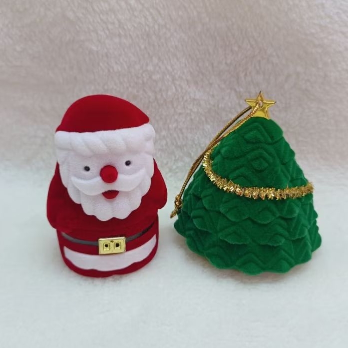 พร้อมส่ง!! กล่องแหวนกำมะหยี่แฟนซี ซานต้า ซานตาคลอส ต้นคริสต์มาส รุ่นพรีเมียม กล่องใส่แหวน กล่องต่างหู