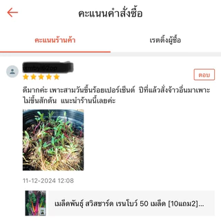 เมล็ดพันธุ์ สวิสชาร์ด เรนโบว์ 40 เมล็ด [10แถม2]คละได้