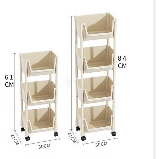 ชั้นวางของรถเข็นพลาสติก 3 ชั้น พร้อมล้อเลื่อน+ที่จับ รถเข็นเก็บของ เคลื่อนย้ายสะดวก วางของในครัว รุ่นฮิต