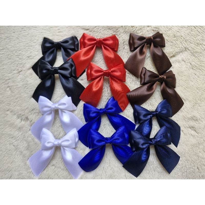 โบว์นักเรียน โบว์ติดผมผ้าซาติน( ราคา/1คู่)