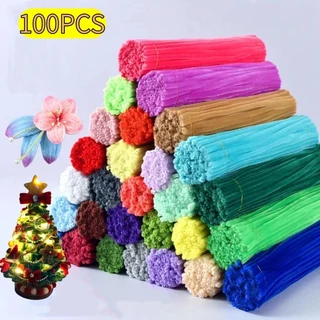 จัดส่งภายใน 24 ชั่วโมง(100pcs) ลวดกำมะหยี่ DIY แยกสี สร้างสรรค์งานประดิษฐ์ต่างๆ สำหรับงานฝีมือ สีสันสดใส สินค้าขายดี