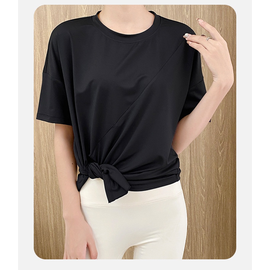 ใหม่✨ เสื้อคลุมบรา  รุ่น YOGA-153 เสื้อออกกำลังกายแขนสั้น ทรงหลวม ผูกข้างได้ ราคา ถูกที่สุด ดีลบีเคเค แกลเลอรีภาพที่ 8