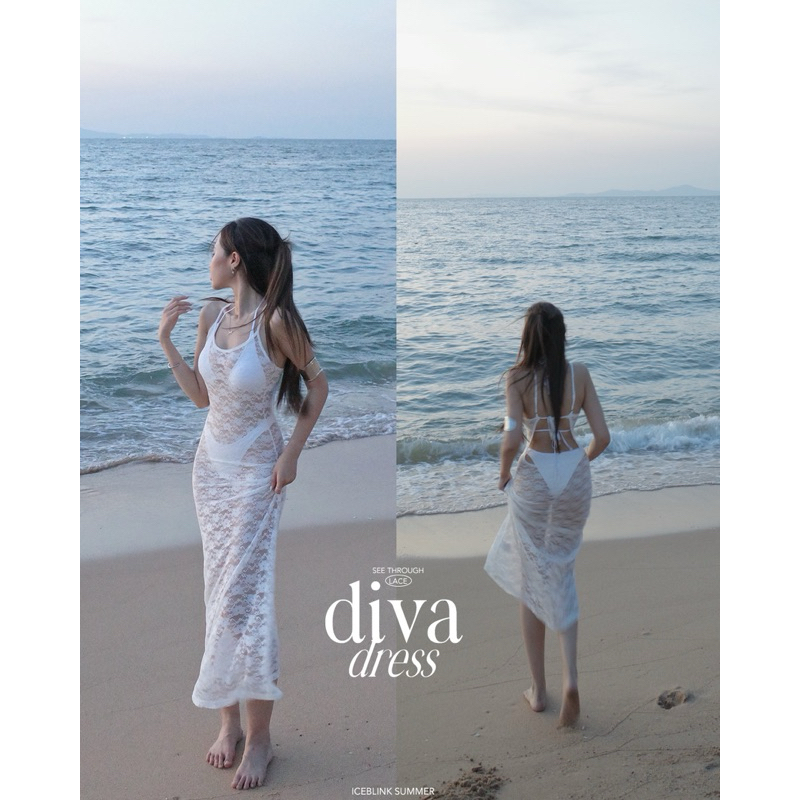 ICEBLINK | Diva dress เดรสคลุมซีทรู เดรสลูกไม้สายเดี่ยวแบบผูกหลัง (ไม่รวมบิกินี่)