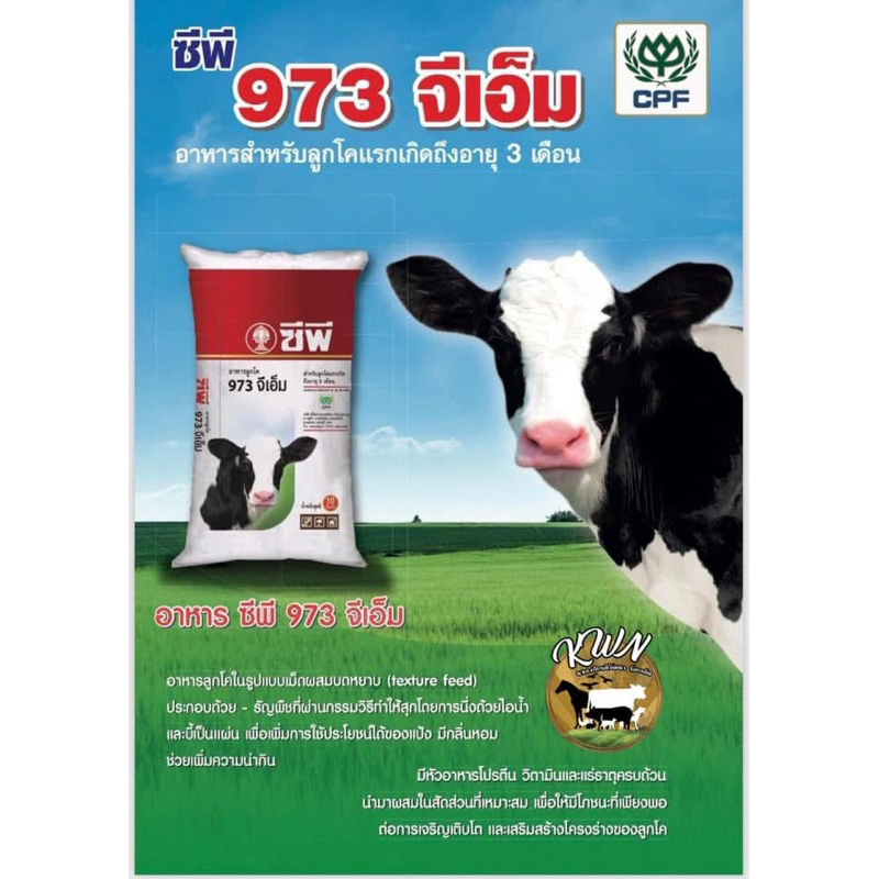 ซีพี 973GM อาหารลูกโค อายุแรกเกิด ถึง 3เดือน ขนาดบรรจุ 10กก.