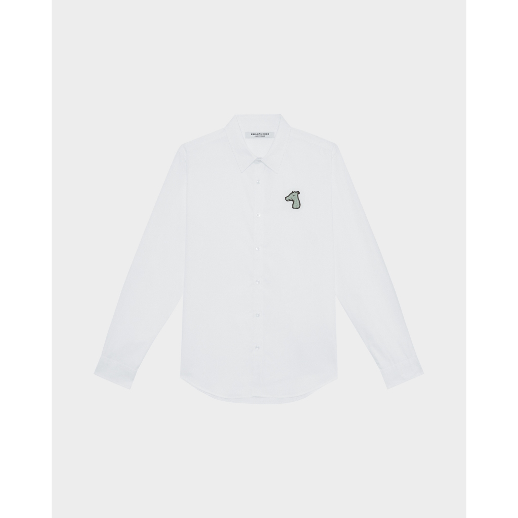 POPLIN SLIM SHIRT WITH LOGO EMBROIDERED