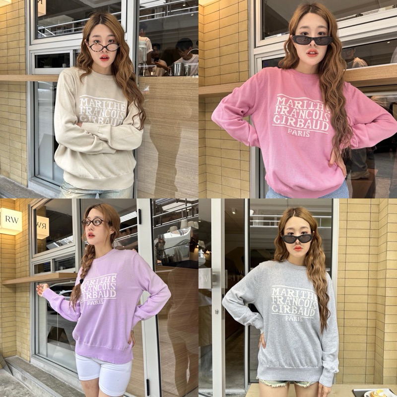Marithe knit sweater เสื้อไหมพรมแขนยาว งานทอลายอักษรตามแบรนด์ดังเกาหลี น่ารักมาก