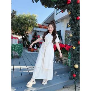 PEACH-รหัสPF6ชุดเซทถักเปียเสื้อพร้อมกระโปรง เนื้อผ้าฝ้าย