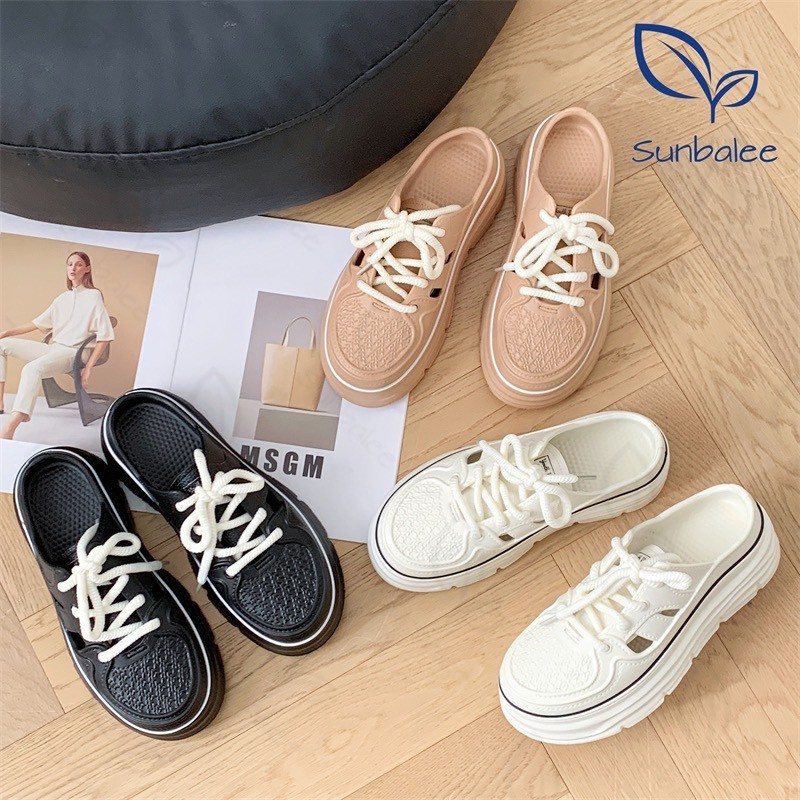 SHO-GJW รองเท้าหุ้มส้น แบบสวม รองเท้าผูกเชือก วัสดุยาง EVA ปิดส้นเท้า สินค้าพร้อมส่ง