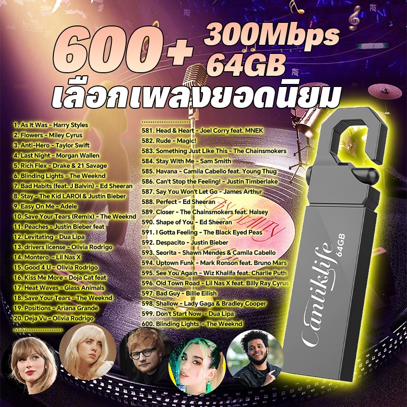 มินิแบบพกพา ความเร็วสูง memoria แฟลชไดรฟ์ 32GB/64GB โลหะกันน้ำ USB 3.0 2TB แฟลชไดรฟ์ นำเพลง 600 เพลงมาเอง รถคอมพิวเตอร์