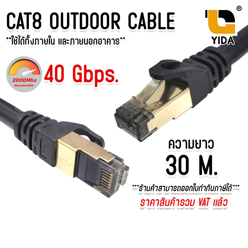 สาย lan CAT8 SFTP Outdoor LAN cable ภายนอก สายแลน cat8 ยาว 30 เมตร