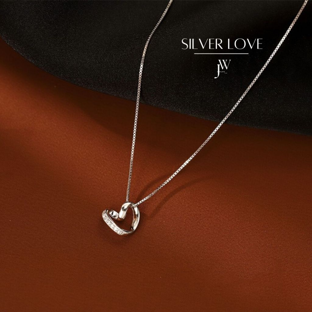 OUTLETS ล้างสต็อกจากโรงงานตรง สร้อยคอ Silver Love สร้อยคอเงิน สร้อยเพชร ของขวัญให้แฟน Valentine