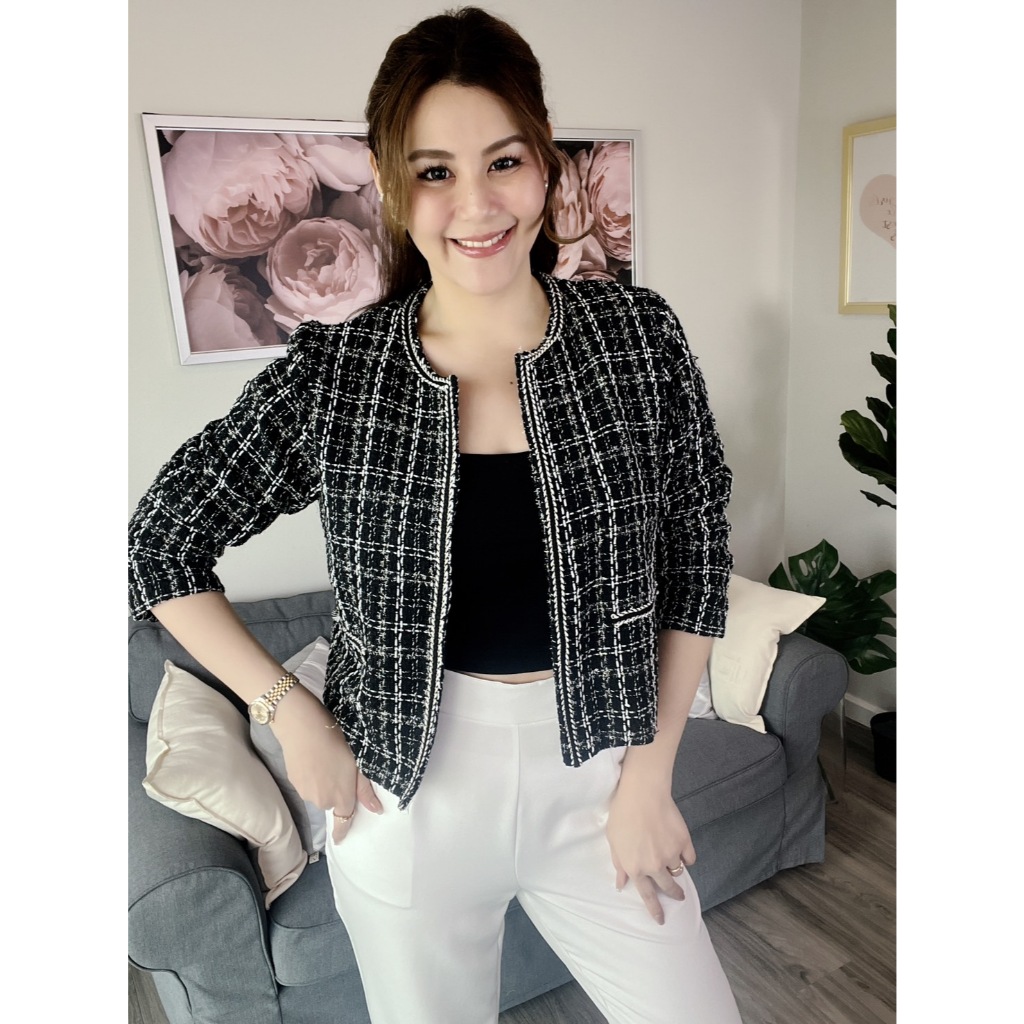 ส287 เสื้อคลุมผ้าทวิส แต่งกระเป๋าหน้า