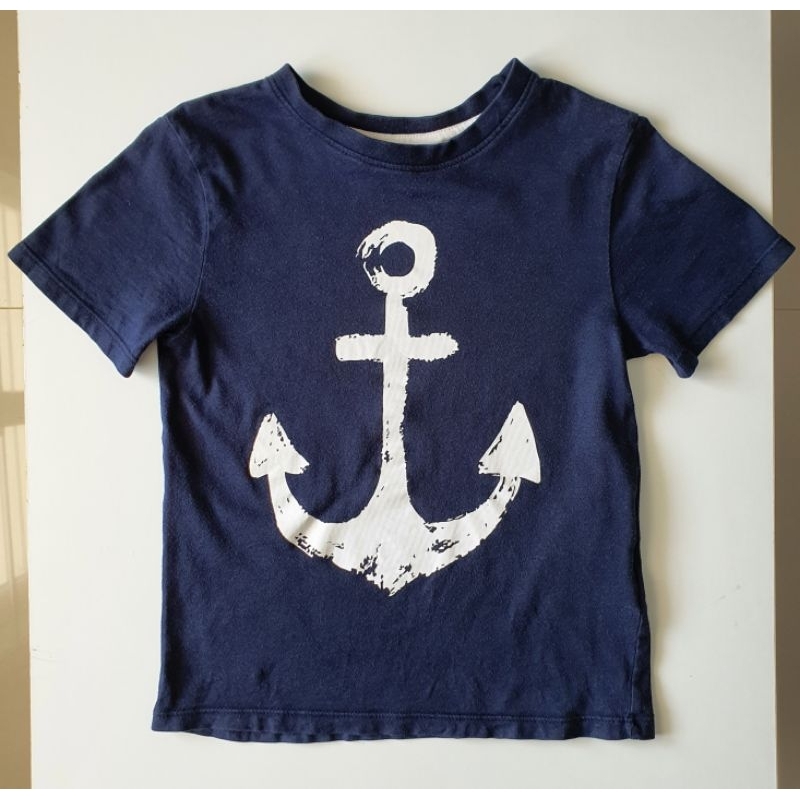 H&M Kids เสื้อยืดเด็กลายสมอเรือ size EUR 110/116, UK 4-6Y