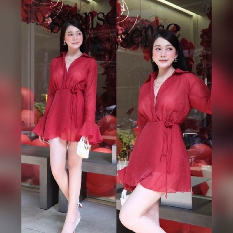 ชุดคุณภาพดี💯ตรงปก✨ร้านนี้มีพร้อมส่งเลย✅ไม่ต้องเช็ค*ส่งไว💐 เดรส ชุดออกงานสี​ แดง​ Stylista​ - รูปที่ 5