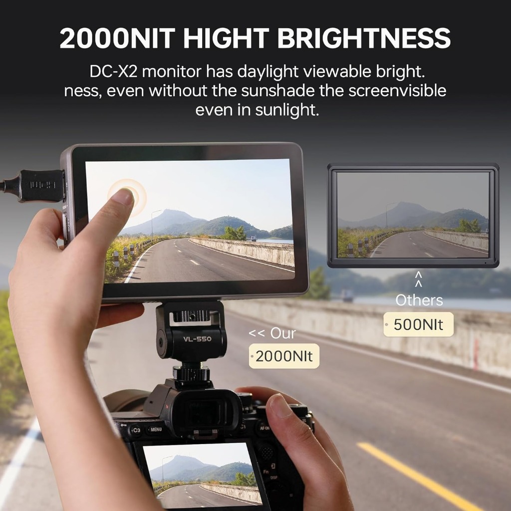 จอมอนิเตอร์ Viltrox DC-X2 (HDMI) ขนาด 6 นิ้ว FHD 2000 Nits Camera Monitor with Battery, Sunshade Hood ประกันศูนย์