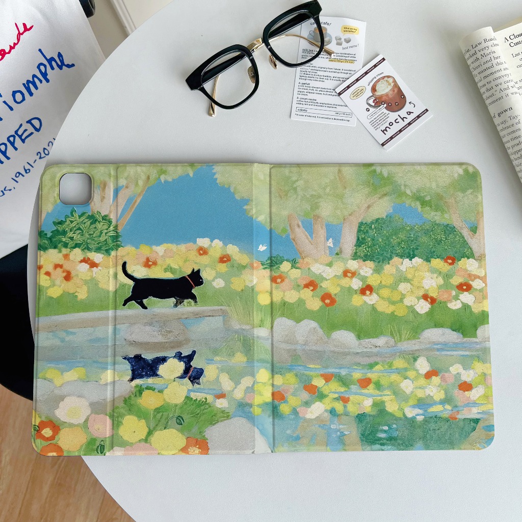 🌼ออกให้ 24 ชม🌼case iPad Air7 Air6 ที่ใส่ปากกา ลูกแมวหญ้าเมฆขาว เคสไอแพด Gen9 Pro11 2024 Gen11 MINI7