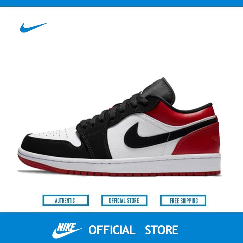 Original Jordan Air Jordan 1 Low Black Toe 553558-116 Low-top retro basketball shoes black red and white