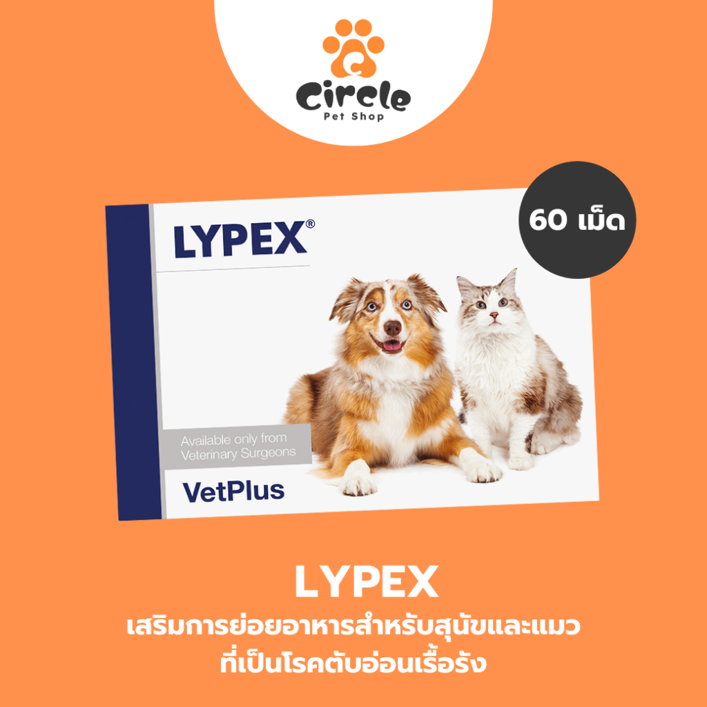 [สินค้าขายดี] Lypex ไลเป็กซ์ เสริมการย่อยอาหารสำหรับสุนัขและแมวที่เป็นโรคตับอ่อนเรื้อรัง Exp.31.07.2