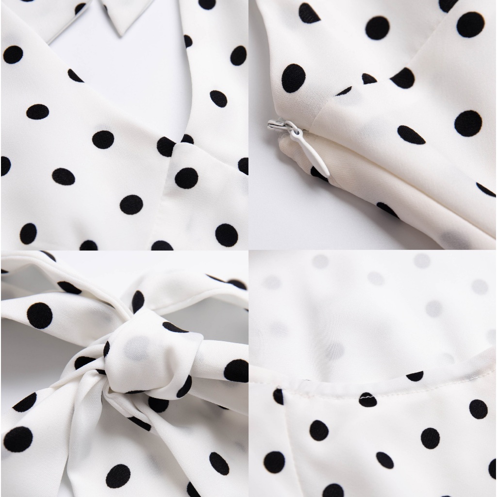 ✨Aiya Polkadot Midi Dress✨เดรสลายจุด ผูกคอ วินเทจ _Gioia.991  ( #gii531 ) ราคา ถูกที่สุด ดีลบีเคเค แกลเลอรีภาพที่ 9