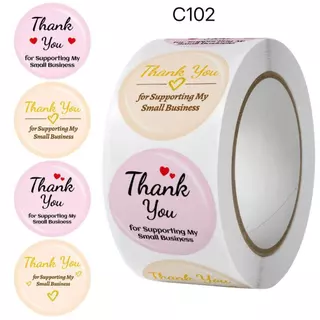 สติ็กเกอร์ขอบคุณ Thankyou ม้วนละ500ดวง ขนาด2.5ซม.ลายน่ารักๆ แทนคำขอบคุณ มีให้เลือกหลายแบบ