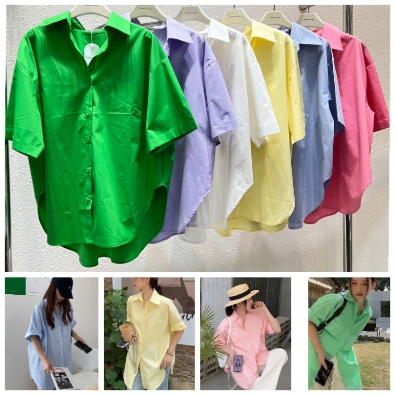 เสื้อเชิ้ตแขนสั้น ทรง Oversized