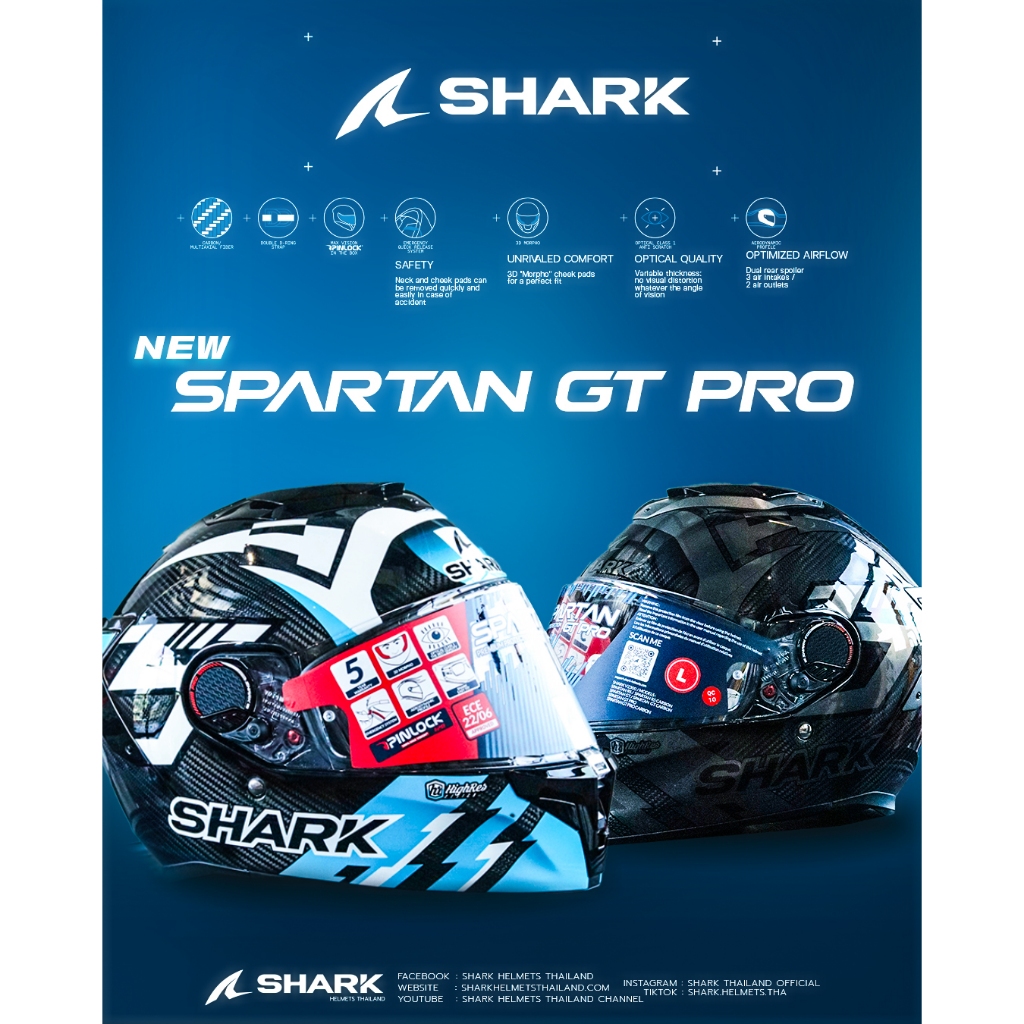 [SHARK SPARTAN GT PRO CARBON] หมวกกันน็อคเต็มใบ Carbon Fiber ที่ให้ความเบาและความทนทานในตัวเดียว