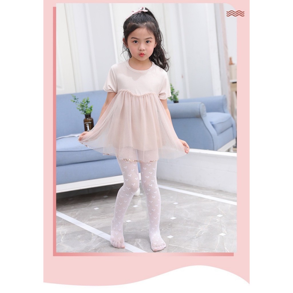 K049050 ถุงน่องเด็กแฟชั่น ลายหัวใจ สวยงามมี 2 สีดำ ขาว ไซส์ M L (6-13 ปี)