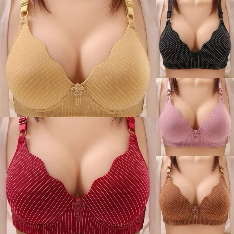 229 เสื้อชั้นในลายทางไร้โครง ปรับสายได้ เนื้อผ้านุ่ม สวมใส่ง่ายใส่สบาย