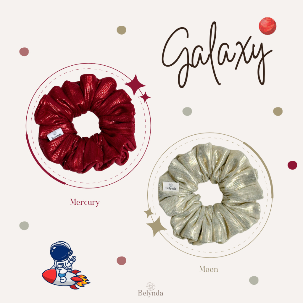Belynda Scrunchies Galaxy 2 ผ้ากลิตเตอร์ ยางรัดผมโดนัท รุ่นกาแล็กซี