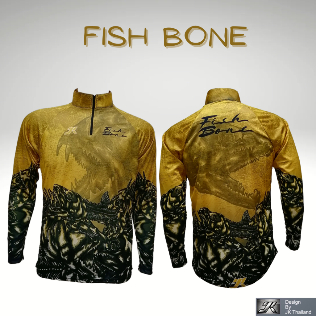 เสื้อตกปลา JK Thailand เสื้อกันยูวี ลาย FISH BONE ป้องกันรังสี UV 80% แห้งเร็ว