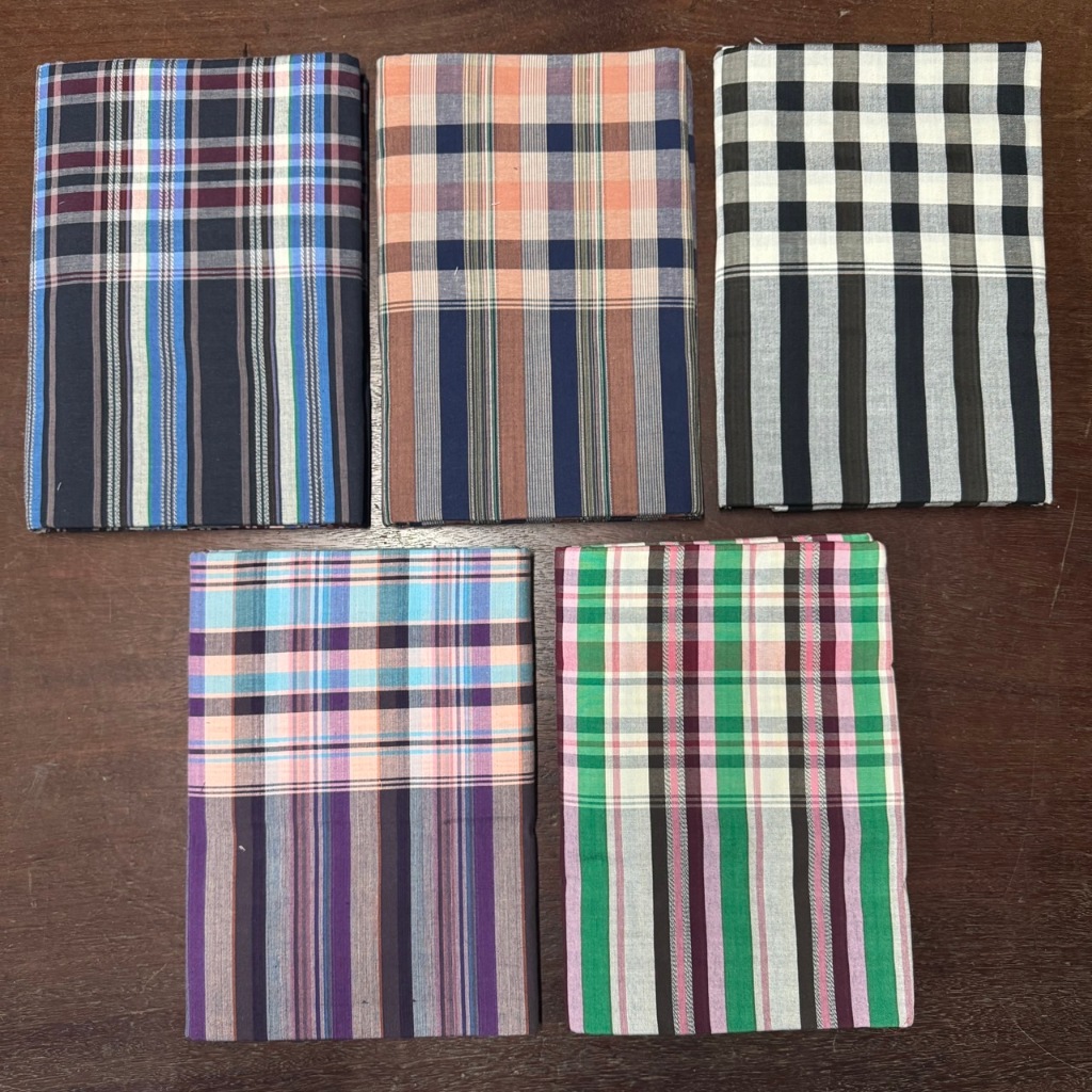 ผ้าขาวม้า บ้านไร่ "เย็บริม" ผ้าฝ้าย ขนาด 90X200 ซม. (20) ทอหนา 105 เส้นต่อตรางนิ้ว ตราช้างแดง