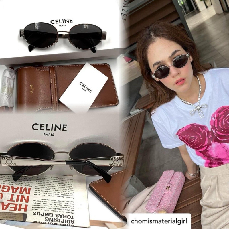 Celine แว่นกันแดด  Trimophe metal 01 CL40235U 16A รุ่นฮิต ของแท้ มือ1 !! พร้อมอุปกรณ์ครบ