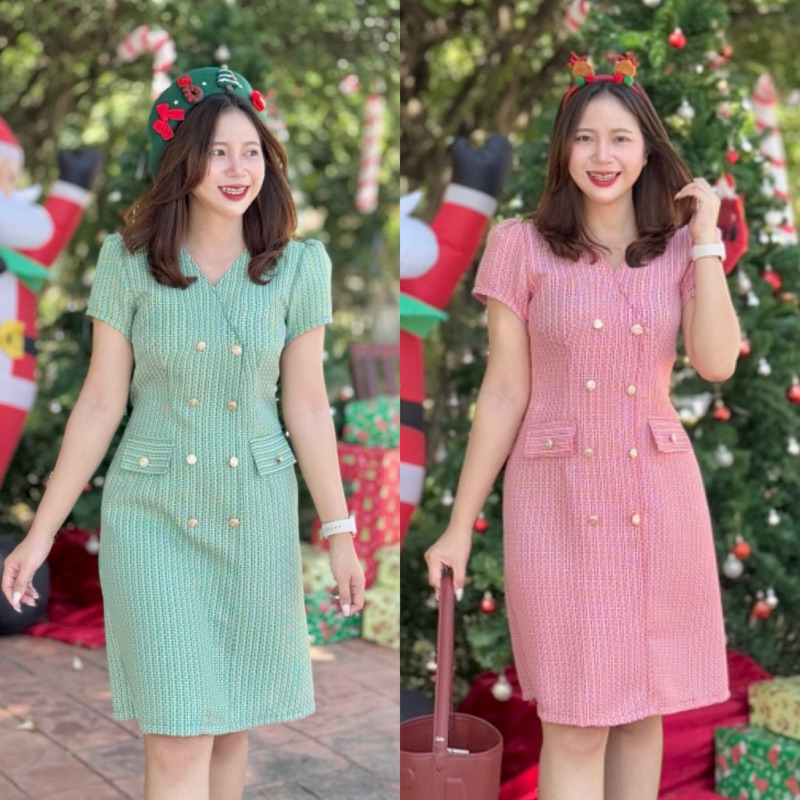 เดรสทวิสคริสต์มาส🎄🎁 เดรสสีแดง สีเขียว ใส่ทำงาน ใส่เที่ยวน่ารักๆ☃️ by Raphee