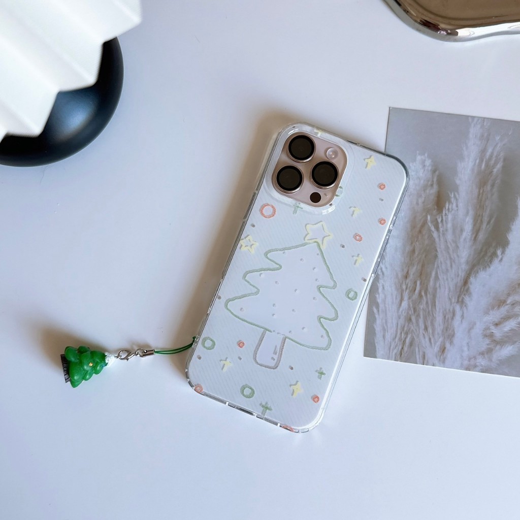 (มี16) สินค้าพร้อมส่ง เคสมือถือ เคสลาย ต้นสน+สาย TPU-R1862