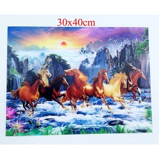 PVC รูปภาพมงคล 30X40CM เสริมฮวงจุ้ย ภาพแต่งบ้าน 3มิติสีสันสวยงาม แผงแข็งแรงคงทน PB.