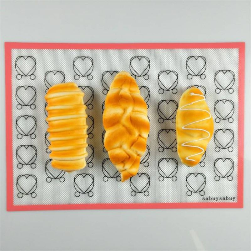 แผ่นรองอบซิลิโคนแบบB(พร้อมส่ง) - คุกกี้มาการอง ลายวงกลม+หัวใจ อย่างดี