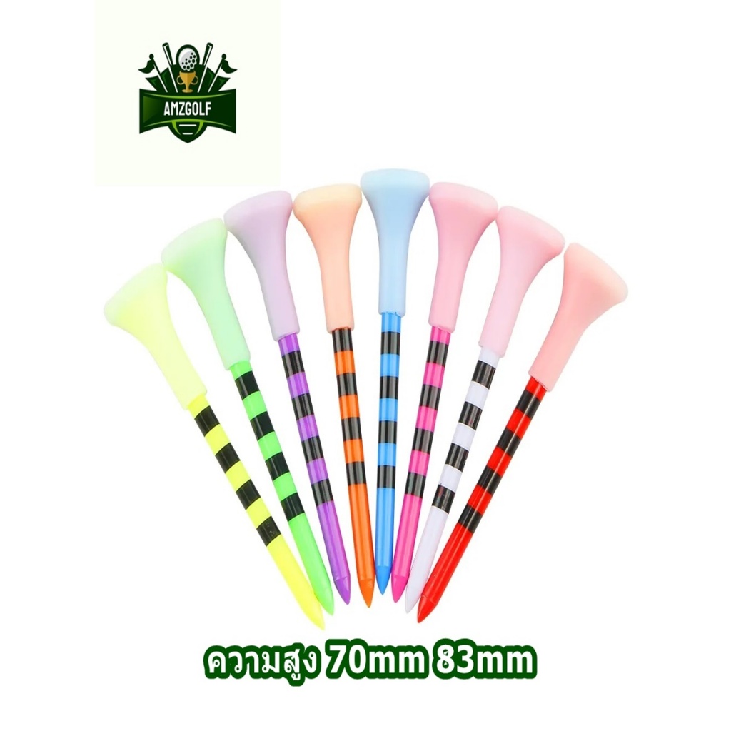 Postplaza ทีตั้งลูกกอล์ฟ หัวยาง คละสี  ที่ตั้งลูกกอล์ฟ กอล์ฟที Golf Tee เรืองแสง (แพ็ค10 ชิ้น)
