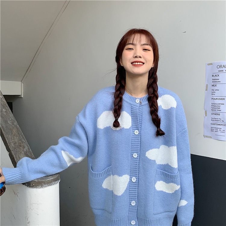 เสื้อกันหนาว สเวตเตอร์ คอกลม แขนยาว สำหรับผู้หญิง เวอร์ชั่นเกาหลี เสื้อกันหนาว หลวม คอกลม