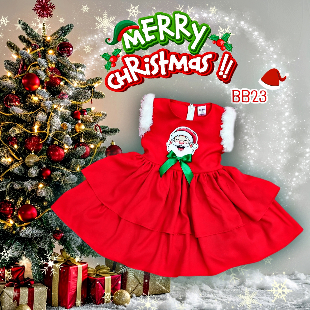 BB23 พร้อมส่ง เดรสซานตี้ กระโปรงบาน