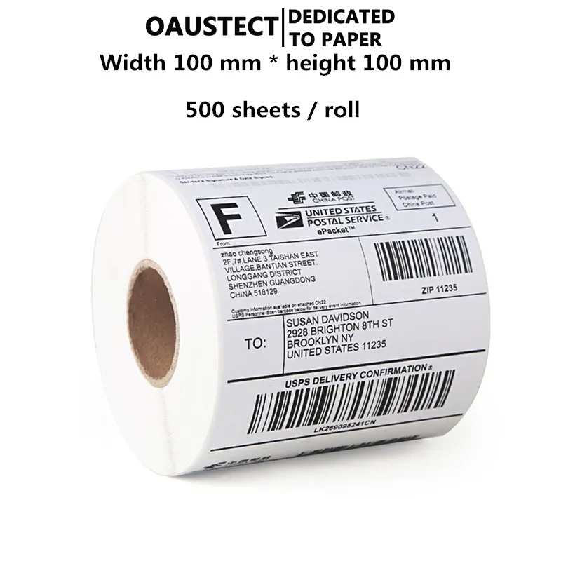 OAUSTECT 100 x 100 กระดาษม้วน ฉลากกระดาษความร้อน ฉลากบาร์โค้ด กระดาษความร้อนสติ๊กเกอร์ กระดาษสติ๊กเกอร์ ฉลาก กระดาษลาเบล