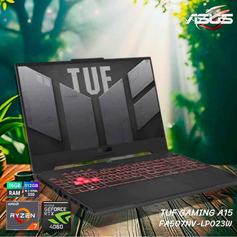 [ASUS TUF GAMING A15 RTX4060] FA507NV-LP023W/RYZEN 7 7735HS/RTX4060 | โน๊ตบุ๊คเกมมิ่งมือสอง ใช้งานไม