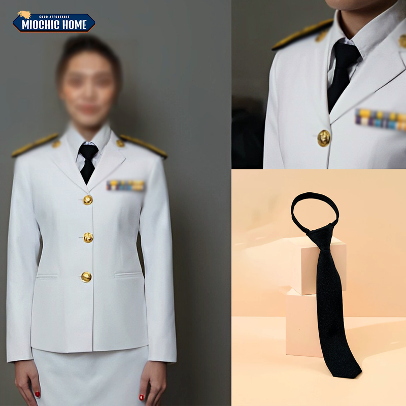 เนคไท ข้าราชการ สำหรับชุดปกติขาว เน็คไท ไทสำเร็จรูป สีดำ tie แบบซิปเนคไทผู้หญิง